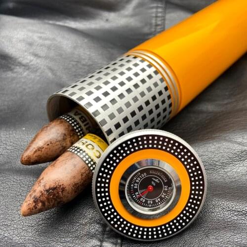 Classic Metal Cigar Tube Travel Humidor Box Portable 3 Tube Cigar Case W/ Hygrometer Humidifier Outdoor Cigars Humidor Jar Box