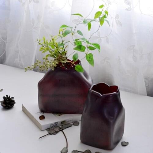 Brown Glass Vase for wedding decoration home decor Tabletop vases for flowers Styling of mermaid terrarium Clear