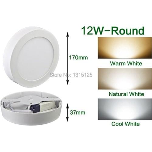 Round LED Panel Light 12W LED Surface Panel Wall Ceiling Down Lights Wholesale Mount Bulb Lamp 8inch high lumens Free Shipping