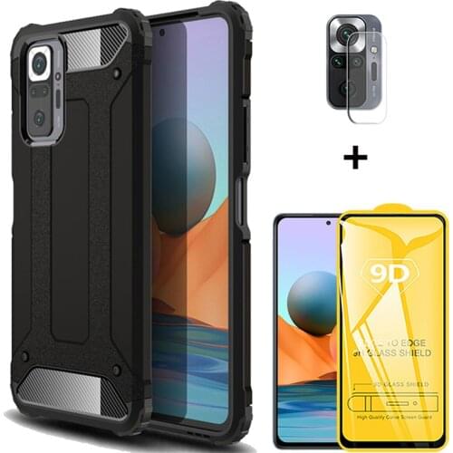 Anti Shock Cover + Glass Redmi Note 10 Armor Case Redmi Note10 Pro Silicone Case Funda For Xiaomi RedmiNote 10 Pro 10Pro Bumper