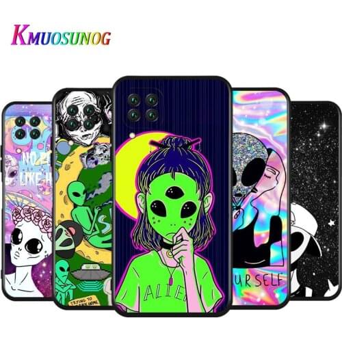 Cute Cartoon Alien For Huawei Nova 2 2i 3 3E 3I 4 4E 5 5I 5Z 5E 5T 6 7 7I 8 SE Lite Pro SE Silicone Black Soft Phone Case