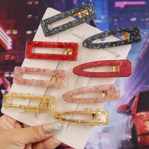 Fashion Korea Hair Clips for Girls Leopard Marble Textured Geometric Hollow Acrylic Hair Clip Hairclip Hair Clips Women Headwear