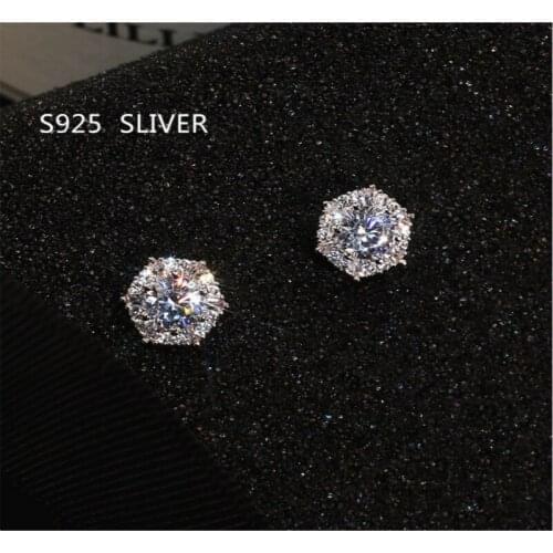 Fashion Crystal Zircon 925 Sterling Silver Earrings Female Jewelry Cubic Zircon Accessories Hypoallergenic Super Flash Earrings