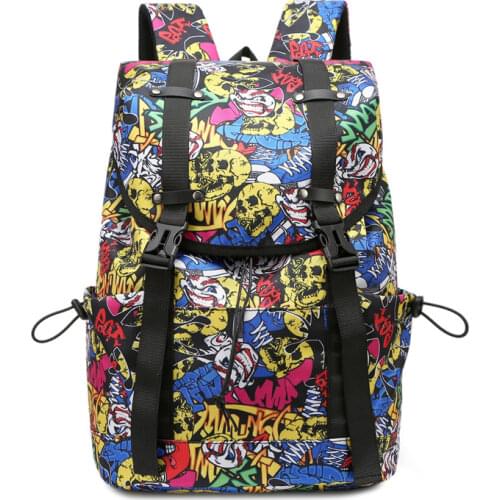 Fashion Graffiti School Backpack for College Student Waterproof Oxford Laptop Backpacks Men Casual String Rucksacks Travel Bag