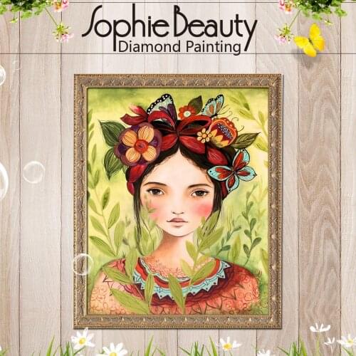 Sophie Beauty Diy Diamond Painting Cross Stitch Handcraft Flower Butterfly Girl Resin Embroidery Needlework Mosaic Paint Kits