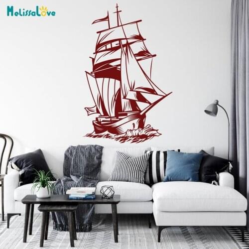 Nautical sailing wall stickers pirate ship vinyl decals home decoration childrens room living room detachable mural decor BB576