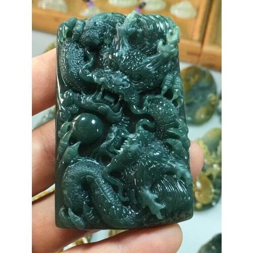 Natural Myanmar jade A HandCarved dragon jadeite emperor green jade pendant jade necklace pendants jewelry jade necklaces