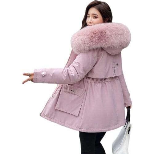 2021 New Winter Jacket Warm Fur Collar Thick Overcoat Fashion Long Hooded Parkas Womens Jacket Clothing Female Snow Wear Coat