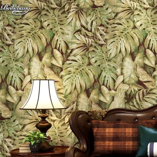 Beibehang Personality Southeast Asia banana leaf sofa fence aisle background wallpaper cafe decoration net coffee wallpaper