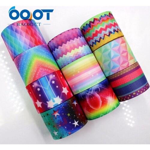 OOOT BAORJCT 1711087 38mm 10 yards ripple Ribbons Thermal transfer Printed grosgrain Wedding Accessories DIY handmade material