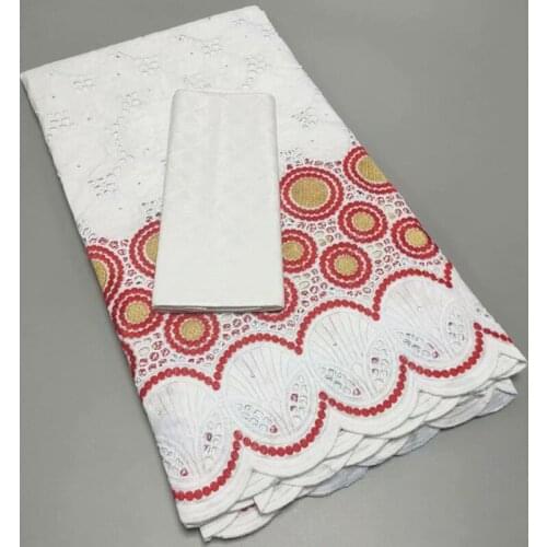 Party Q 100% Cotton Swiss Voile Lace Fabric With Perfume And Stones 2021 African Bazin 2.5+2.5 Yards For Sewing