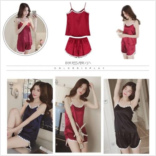 Short Sleeve Pajamas Silk Set 2 Pcs Set Women Sleepwear Sexy Nightwear for Women Pyjamas Set Short Pant