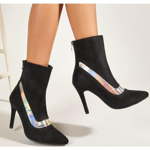 Size 35-42 Fashion Women Boots High Heeled Pointed Toe Suede Autumn Winter Women Ankle Boots Sexy Party Dress Boots