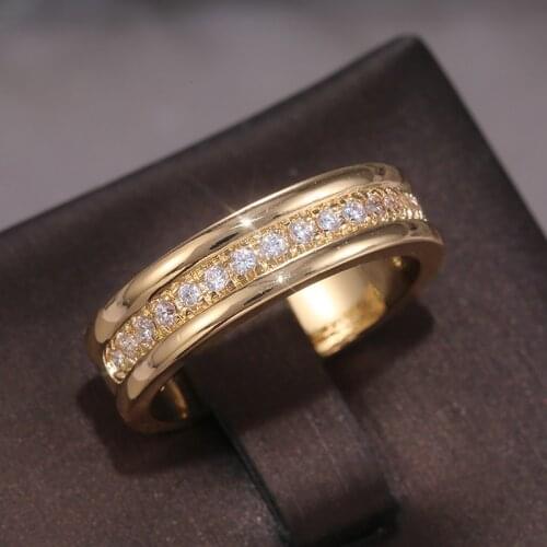 Luxury Female White Crystal Stone Ring Charm Gold Silver Color Wedding Rings For Women Dainty Round Zircon Thin Engagement Ring