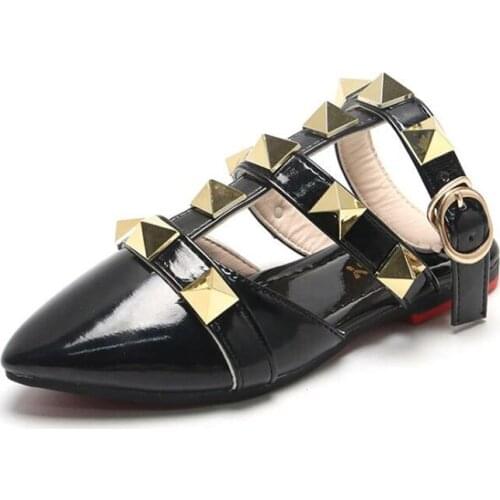 Closed Toe Sandals Spring/Summer 2021 New Pointed Toe Single Shoes Rivets Flat Back Mary Jane Shoes