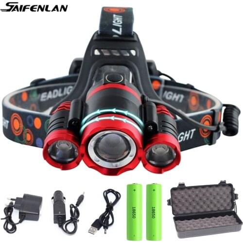 LED Headlamps Head Lamp Super Bright XML 3*T6 LED Headlight Flashlight Torch Lanterna 18650 Tactical Waterproof Tourch Light