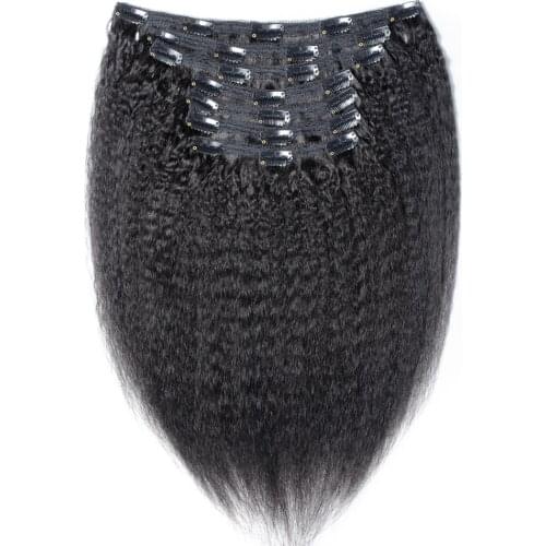Tinashe Beauty Kinky Straight Clip In Human Hair Extensions For Black Women Brazilian Kinky Clipins Hair Natural Color 8Pcs/120g
