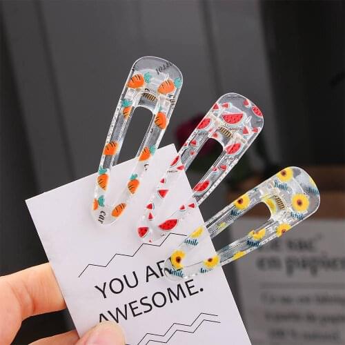 New Kids Hairpins Fruit Transparent Waterdrop Hair Clip Children Cute Cartoon Hair Barrettes Girls Hair Accessories