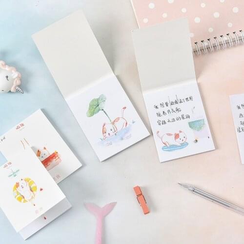 Kitten Memo Pad Sticky Notes for Kids Message Self-Stick Note Paper Korean Stationery Kawaii Cat Sticker 30 Sheets Drop Shipping