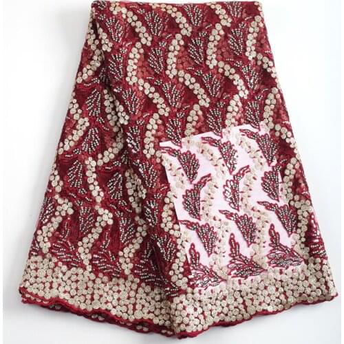 Zhenguiru 2021 Sequin French Lace Fabric Embroidery African Lace Fabric Tulle Nigerian Fabric For Women Wedding And Party A2227