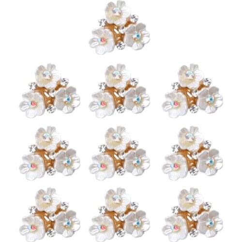 10Pcs Crystal Diamante Flower Pendants Beads Flatback Embellishments Sewing
