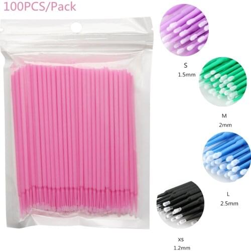 100PCS Durable Disposable Micro Eyelash Brushes Individual Lash Removing Tools Swab Applicators Mini brushes Makeup Tools