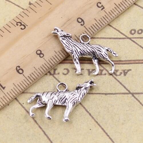 15pcs Charms Howling Wolf 26x20mm Tibetan Bronze Silver Color Pendants Antique Jewelry Making DIY Handmade Craft For Necklace