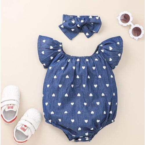 2021 2pcs/set Baby Girls Clothes Sets Fly Sleeve Bodysuit+ + Hair band Newborn Summer Clothes One Piece Princess