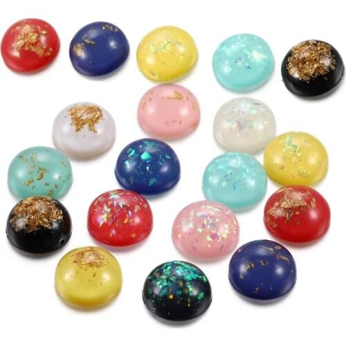 20Pcs/Lot 12mm Gold Leaf Resin Cabochons Mixed Colors Round Cabochon DIY For Jewelry Making Finding Supplies Accessories Pendant
