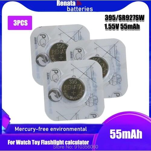 3PCS RETAIL BrandNew Renata LONG LASTING 395 SR927SW LR57 LR927 AG7 Watch Battery Button Coin Cell Swiss Made 100% Original
