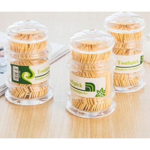 300pcs Bamboo Disposable Toothpick Portable Toothpick Holder Keeps your toothpicks clean and easy to store Hot Sale