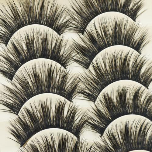 False EyeLashes 1 Box 5 Pairs Thick Black False Eyelashes Makeup Tips Natural Smoky Makeup Long Fake Eye Lashes 10