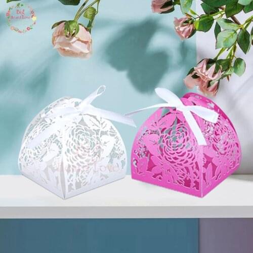 50pcs Laser Cut Flower Candy Box Wedding Favor Party Chocolate Box Birthday Party Decoration Adult Wedding Party Gift Box