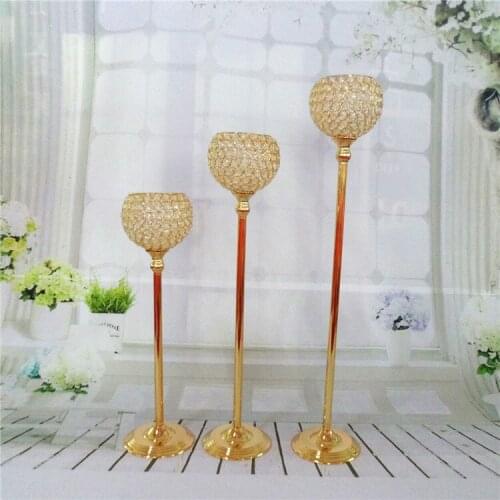 50cm(H) Gold crystal wedding decoration candle holder event candlesticks party candle stand centerpiece candelabra wedding decor