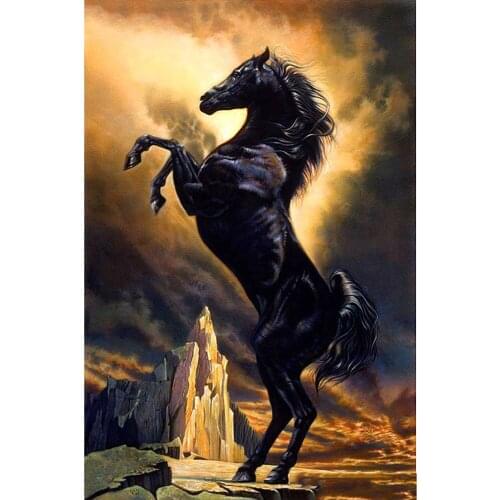 Kexinzu Diy Full Square Round Drill 5D Diamond Painting Cross Stitch 3D Diamond Embroidery "Dark horse" Home Decor Gift G33648