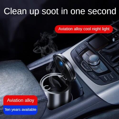 Car Cigar Ashtray with Cover LED Creative Personality Multi-function Universal Car Funny Ashtray Aluminum Alloy ABS Ashtrays
