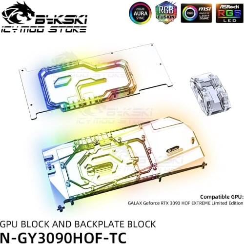 Bykski Video Card RGB Water Block Backplate Block For GALAX Geforce RTX 3090 HOF Extreme Limited Ver GPU Heatsink N-GY3090HOF-TC