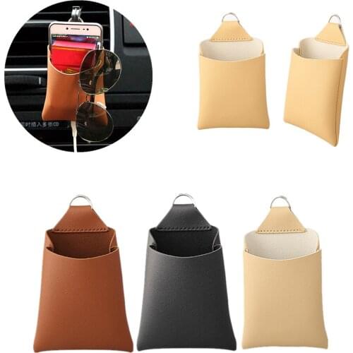 PU Leather Car Air Outlet Mobile Phone Bag Multifunction Auto Vent Hanging Holder for Supplies Car Styling Pouch Organizer