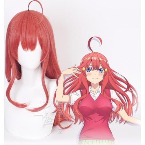 Anime Gotoubun No Hanayome The Quintessential Quintuplets Itsuki Nakano Cosplay Wigs Long Heat Resistant Synthetic Wig + Wig Cap