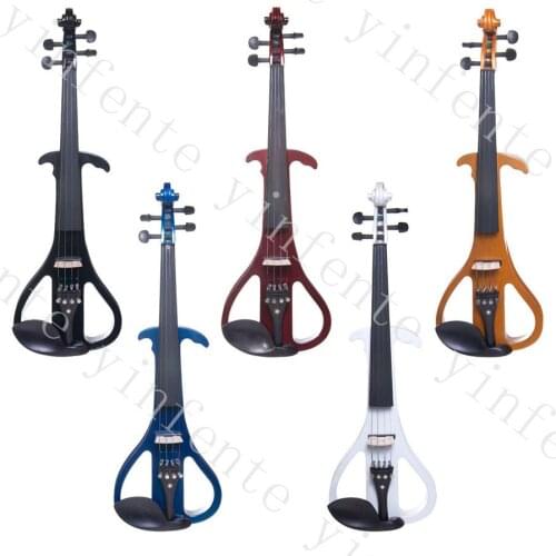 One dark Red color Solid wood electric violin