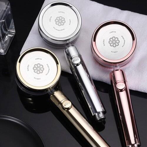 High Pressure Handheld Shower Head Chrome 3 Spary Setting with ON/OFF Pause Switch Water Saving Adjustable Luxury Spa Detachable