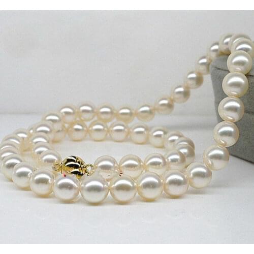 Perfect 10-11mm White Natural South Sea Round Pearl Necklace 18