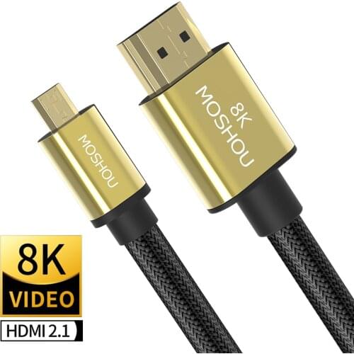 Moshou 8K Micro HDMI to HDMI Cable Male to Male Cable 1m 1.5m 3m 5m 3D 1080P 1.4 Version for Tablet Camera Micro HDMI Cable