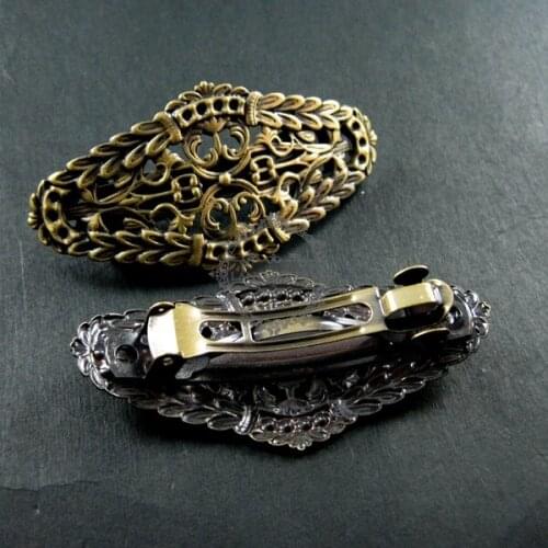 30x60mm vintage style brass bronze filigree flower hair clip grip DIY supplies findings 1502006