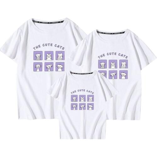 Summer Family T Shirt Short Sleeve Baby Streetwear Kawaii Printing Cotton Casual Parents Loose Harajuku Children Cute Pullove