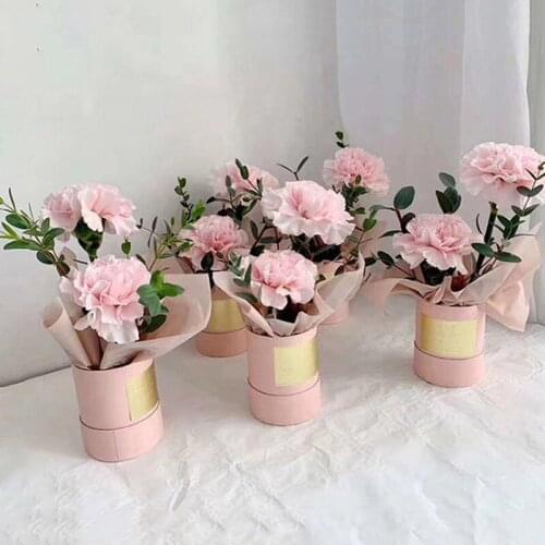 Mini Round Bouquet Boxes Flower Bucket Barrel Gift Packing Flower Arrangement Box For Bar Wedding Party Florist Supplies