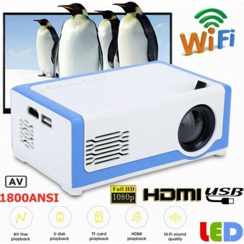 YG300 LED Mini Projector Wireless Portable 1080P HDMI-compatible USB Audio Portable Home Media Video Player Christmas Gift