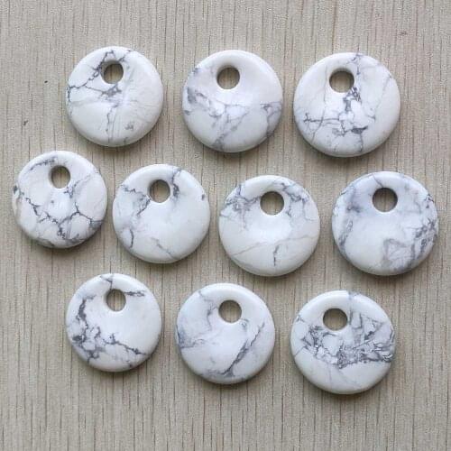 Fashion natural white turquoises stone gogo donut pendants beads 30mm for necklace Bracelet jewelry making Wholesale 10pcs/lot