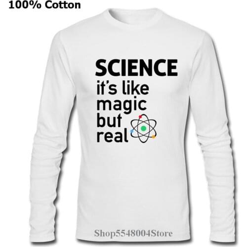 Parody Chemistry T Shirts Men Unisex Letter Design Its Like Magic But Real Funny Science T-Shirt Hipster Laboratory Cotton Tees