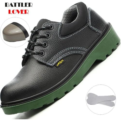 Steel Toe Men Cow Leather Work Shoes Anti-smashing Anti-slip Steel Puncture Proof Construction Classical Man Safety Boots Unisex